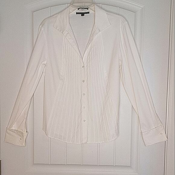 Lafayette 148 Pintuck Button Down Blouse Women's Sz 10 - Picture 2 of 11